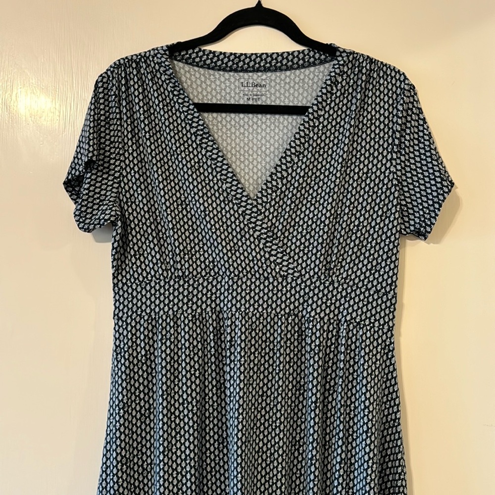 LL Bean Summer Knit Dress, Navy, Petite Medium
